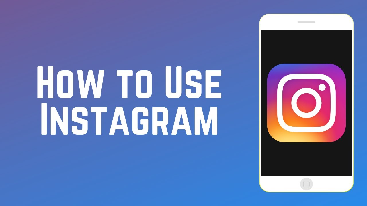 A smartphone displaying the Instagram logo on its screen, with the text 'How to Use Instagram' against a blue gradient background.